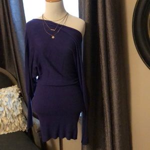 Off the shoulder purple mini dress